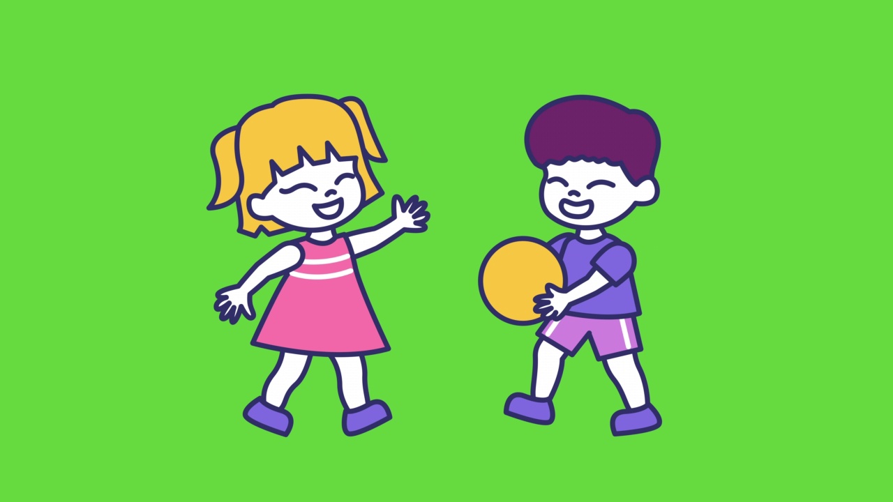 4k卡通小男孩和小女孩玩的视频。视频下载