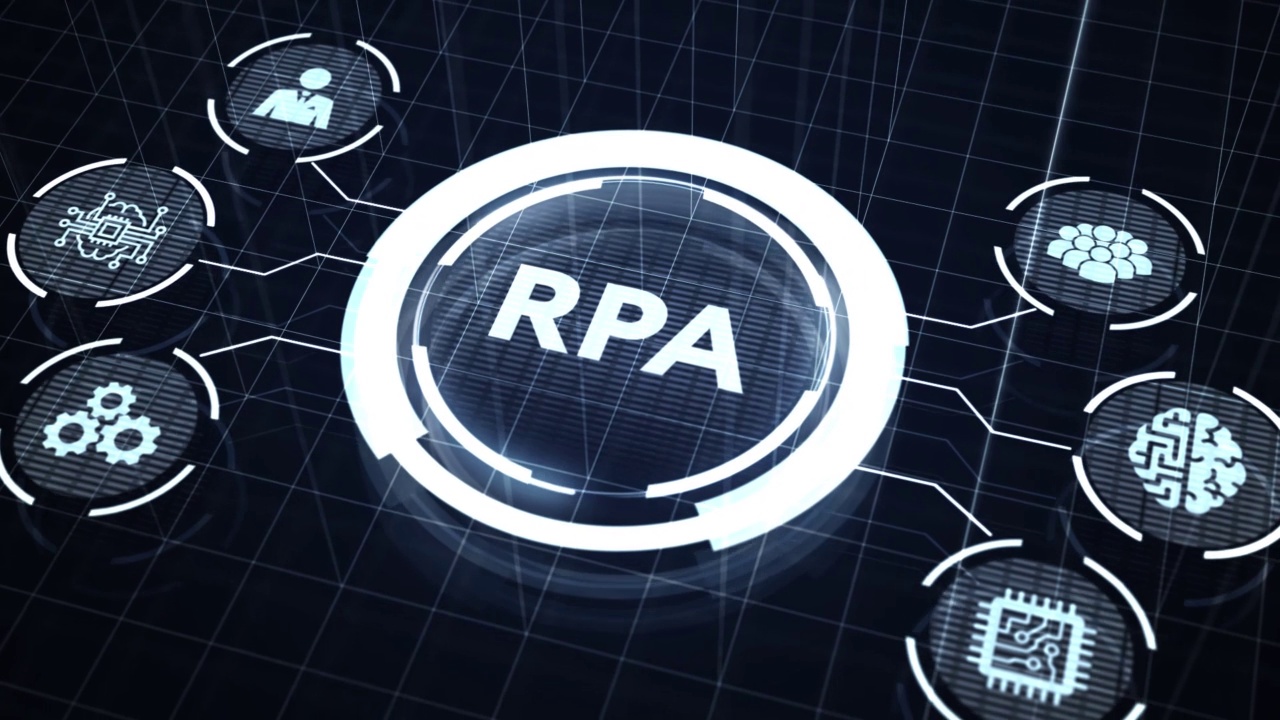 RPA机器人工艺自动化创新技术理念。商业、技术、互联网和网络概念。视频下载