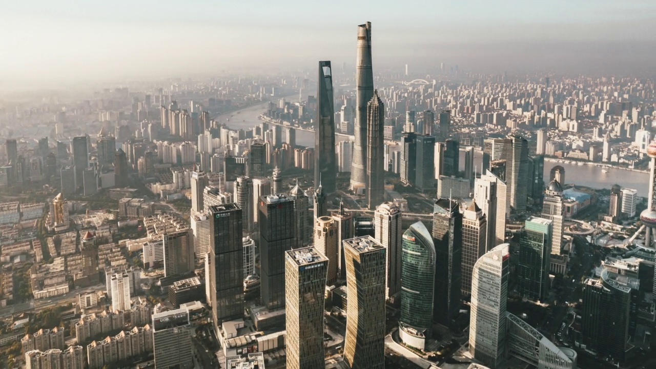 上海天际线的高空摄影和鸟瞰图视频素材
