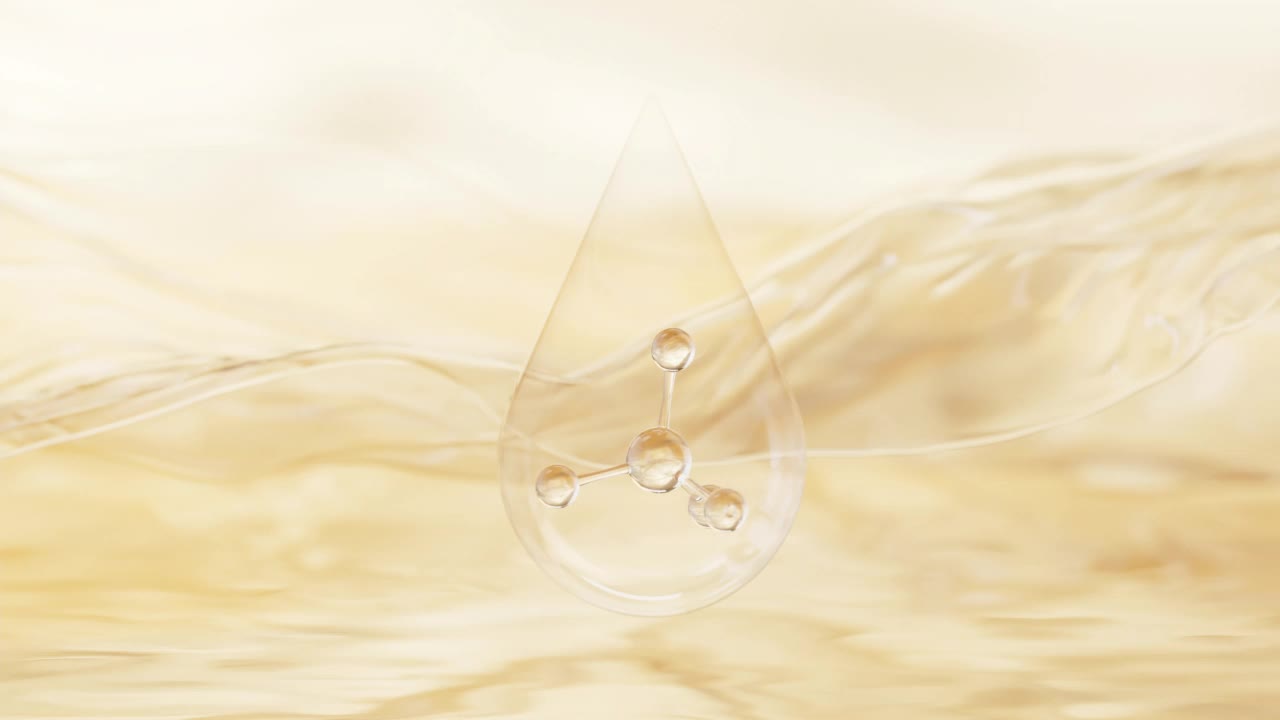 水滴中的分子，3d渲染。视频下载