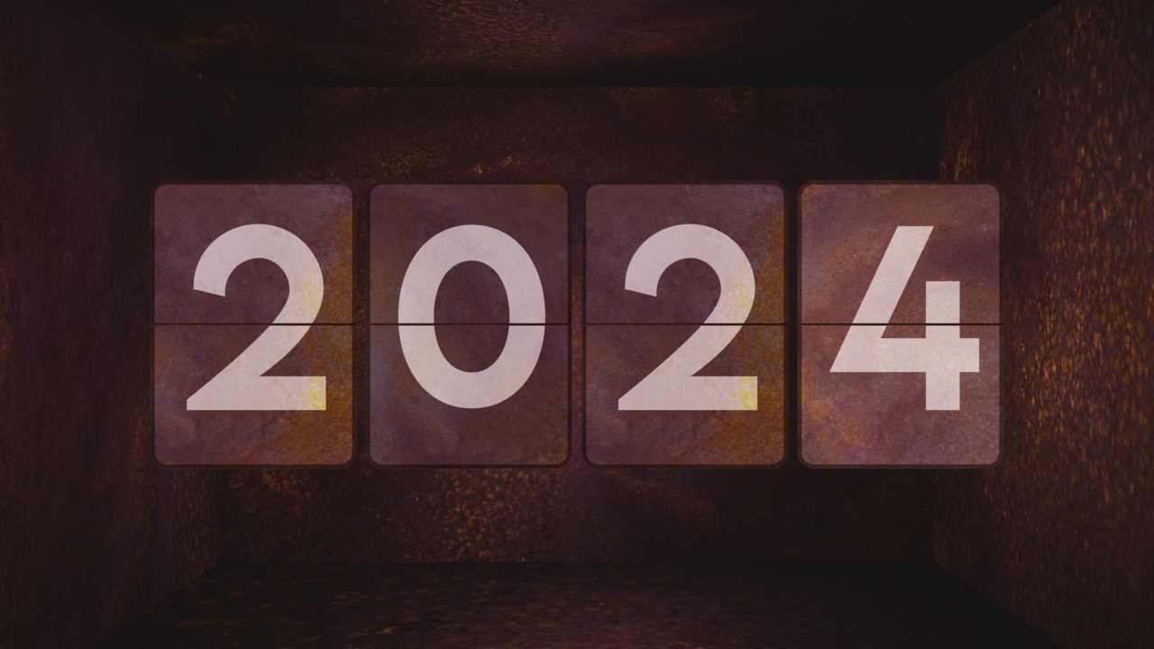 生锈的机械翻板时钟在一个生锈的盒子里，从2022年切换到2023年、2024年、2025年、2026年、2027年、2028年到2029年。视频素材