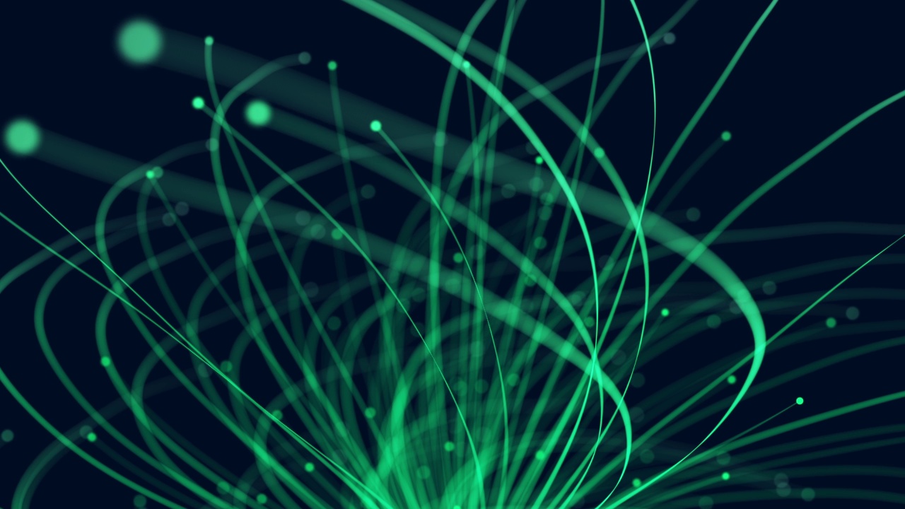 绿色的流与光和粒子。技术抽象背景。数字传输。视频素材