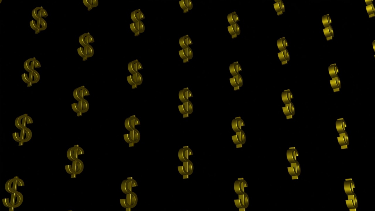 背景移动的黄金美元图标视频素材