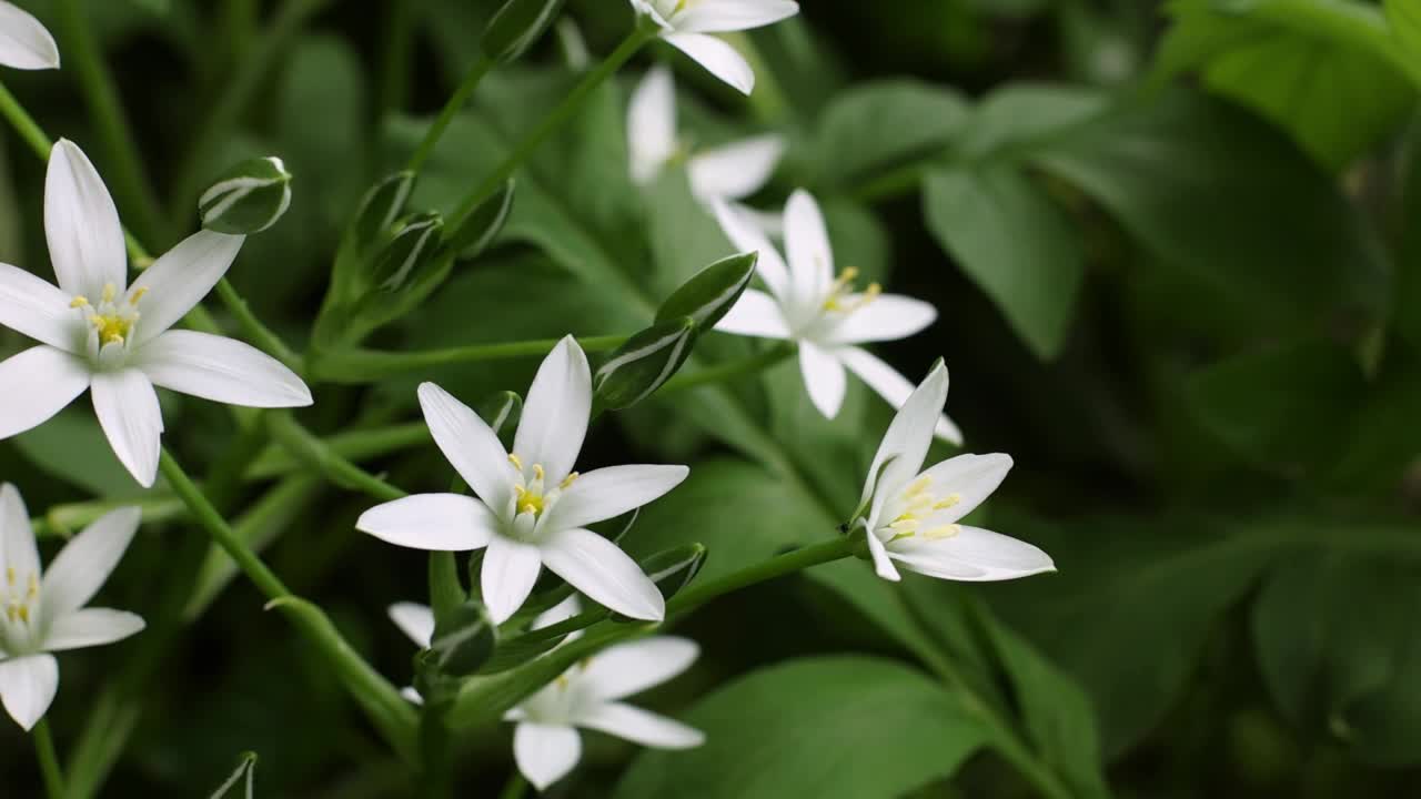 4k春季白花特写。Ornithogalum花。视频素材