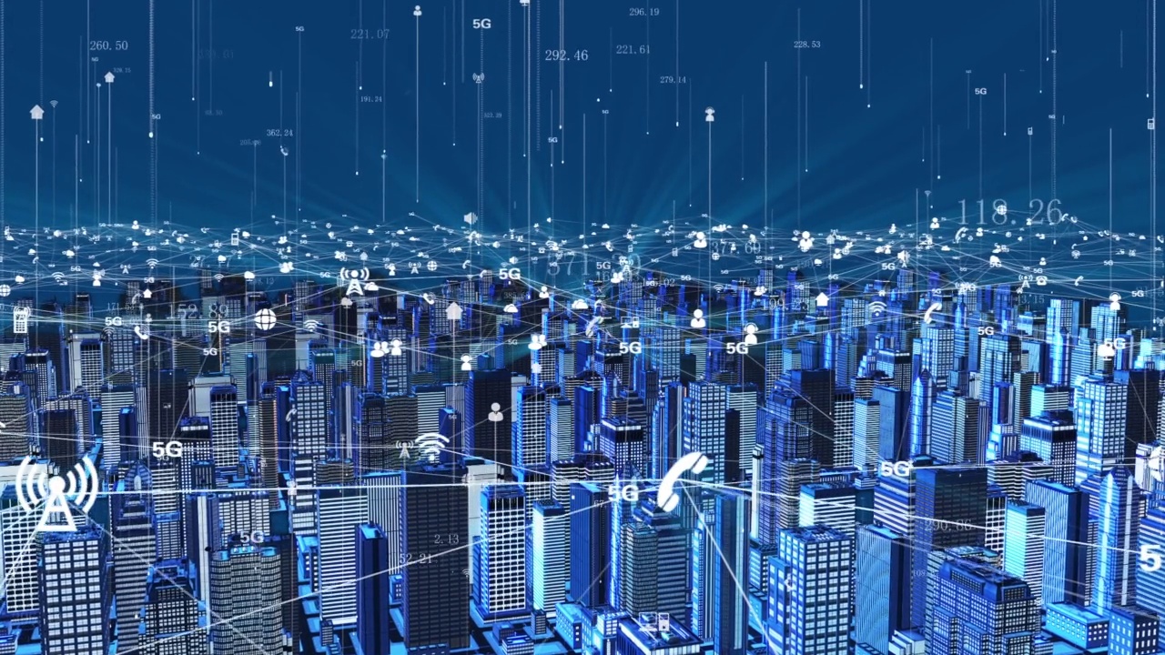 5g网络覆盖的智慧城市视频素材