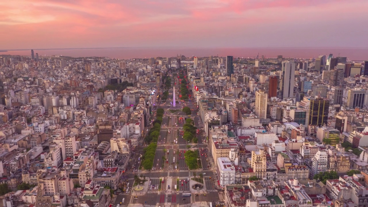 阿根廷布宜诺斯艾利斯- 2019年11月5日:microcentro延时航拍视频素材