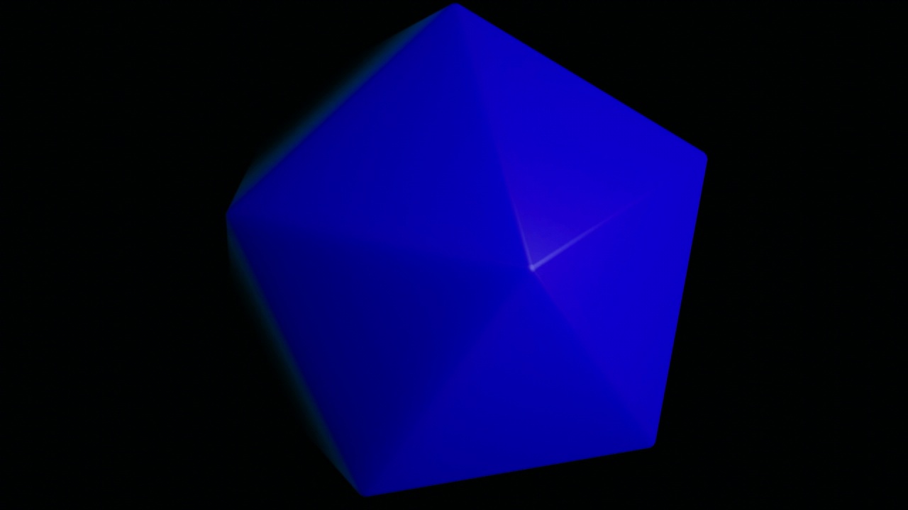 摘要蓝色旋转三维十二面体孤立在黑色背景上，无缝循环。设计。旋转的复杂人物。视频下载