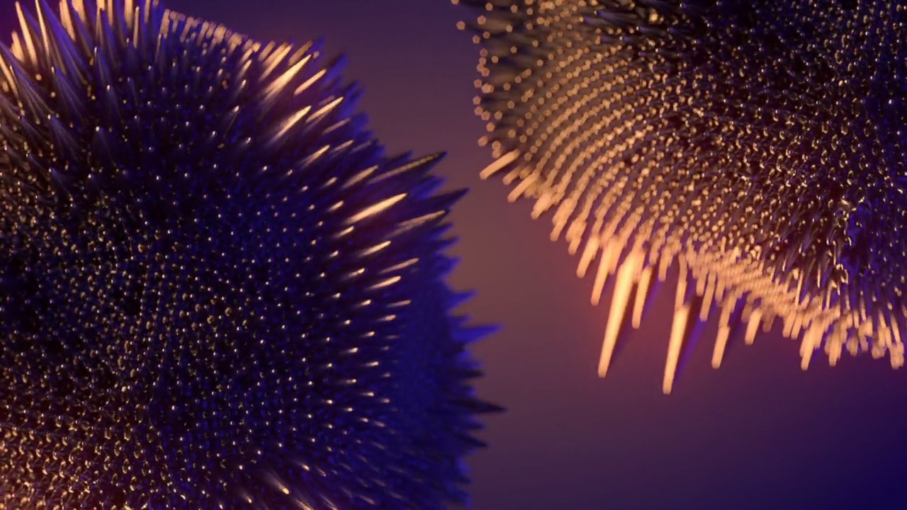 具有景深的闪亮金属铁磁流体变形有机斑点。新潮的3d渲染数字动画。抽象的未来主义设计视频下载