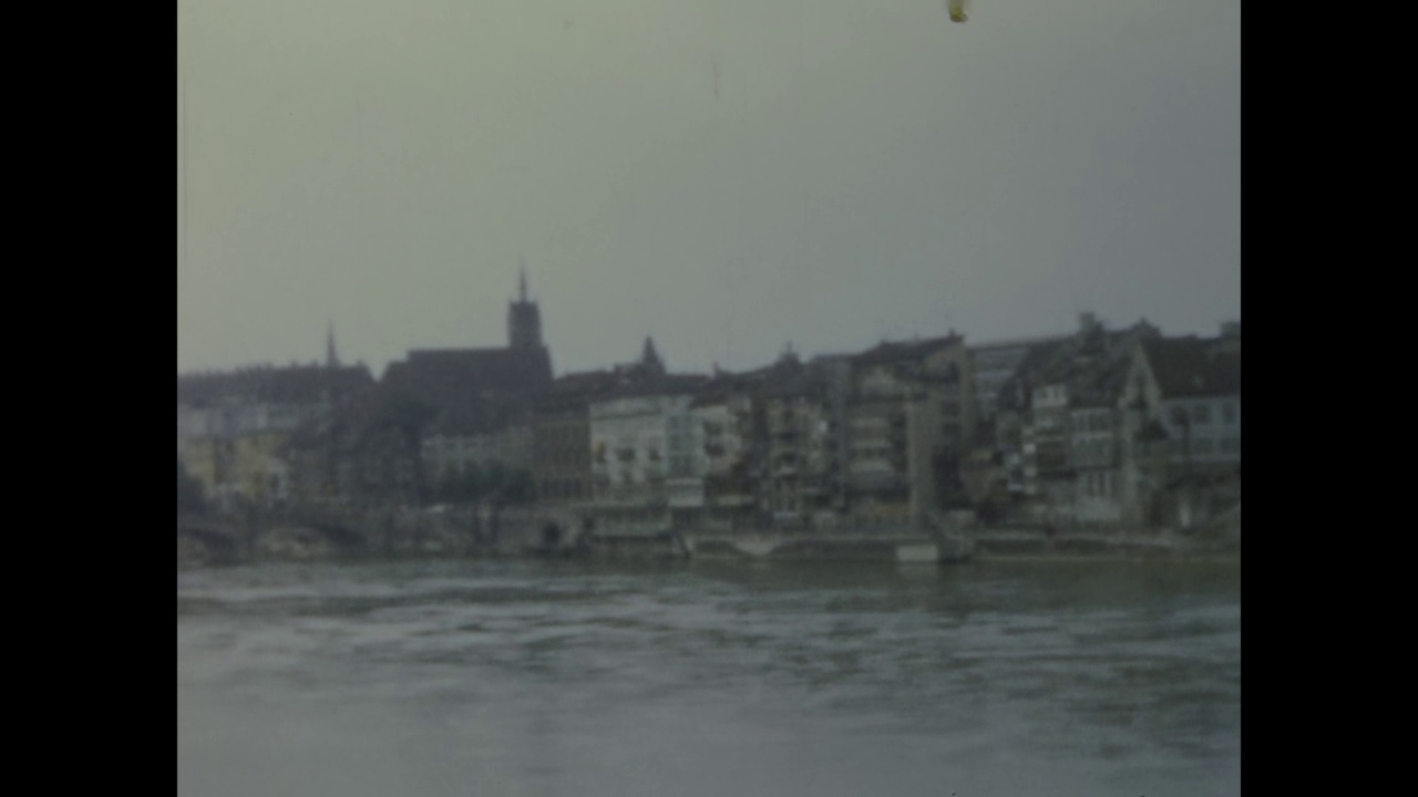 1959年的瑞士，50年代的巴塞尔城市景观视频下载