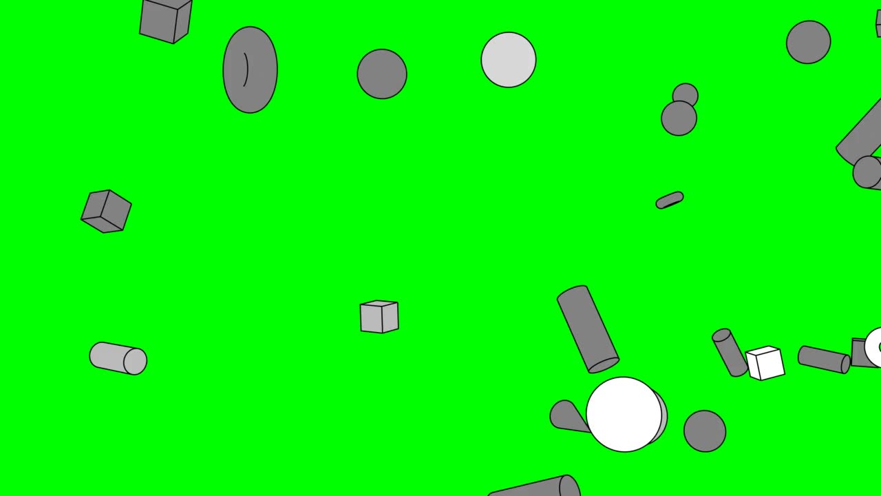绿色色度键背景上的椿灰色几何物体。视频素材