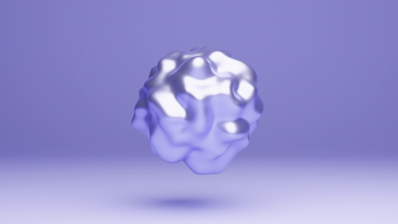 一个扭曲的紫色球体的抽象3d动画，摇摆的运动设计，无缝循环的轻拍镜头上面的一个非常Peri粉彩背景视频下载