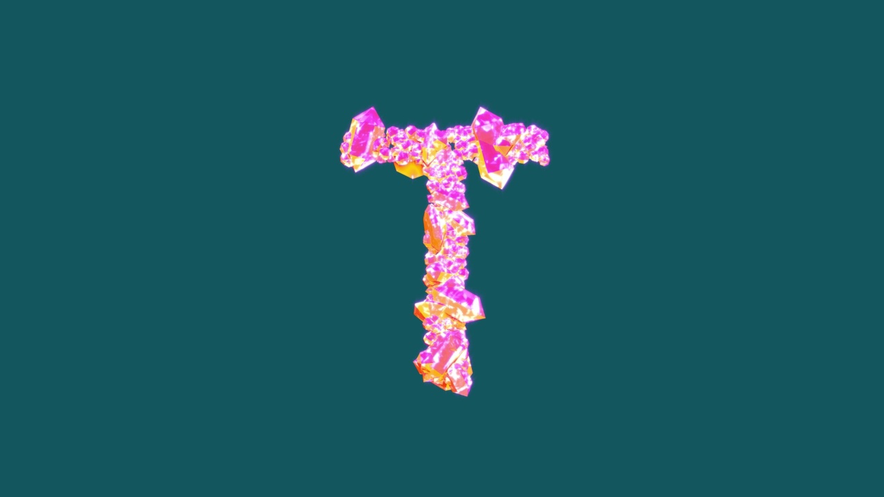 橙色和粉红色豪华钻石字体-字母T，孤立环视频视频下载