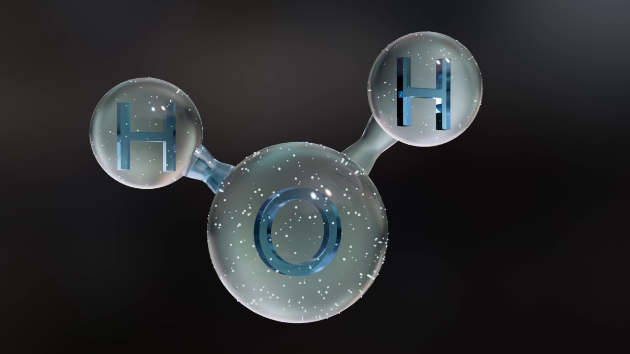 水分子，分子化学式H2O，无味，alpha通道，球和棒的化学结构模型，Macro Liquid Bubble, 3d渲染视频素材