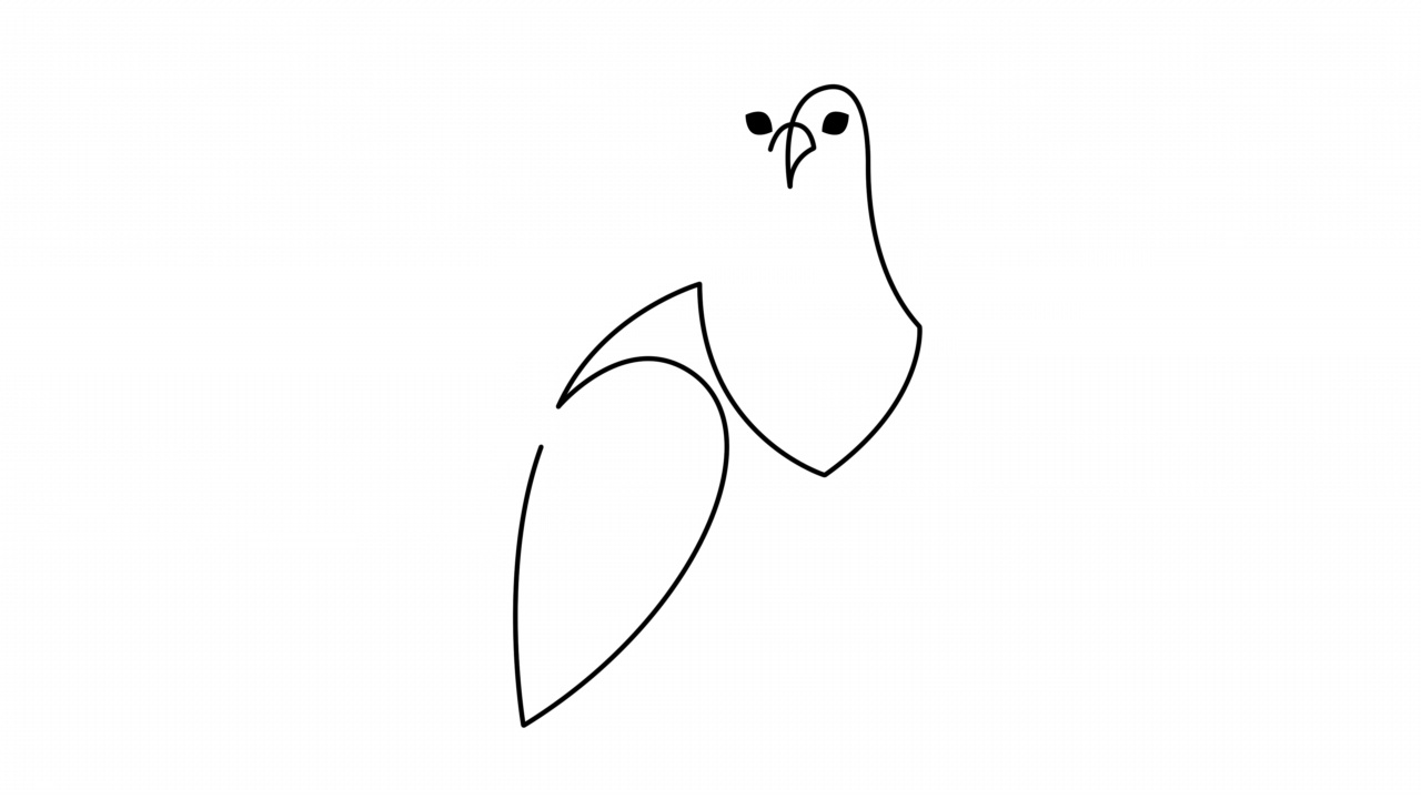动画自画一只连续画线的鸟。鹰吉祥物的概念。一行动画。视频下载