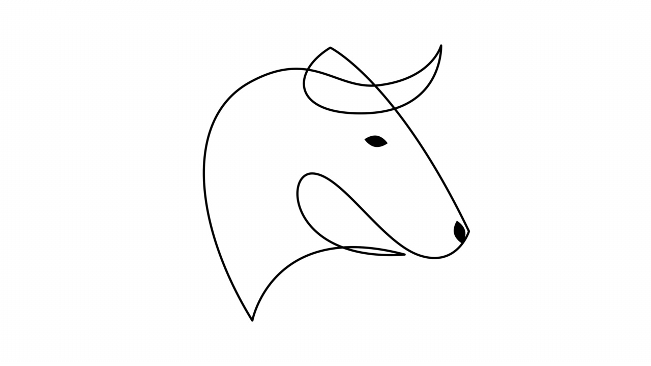 自行绘制简单的连续线牛的动画。手绘动物头像，白底黑线。豪华水牛吉祥物概念的展示。视频下载