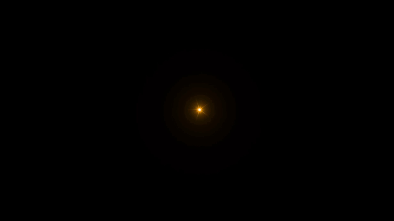 现实的橙色光透镜耀斑隔离在黑色背景。视频素材
