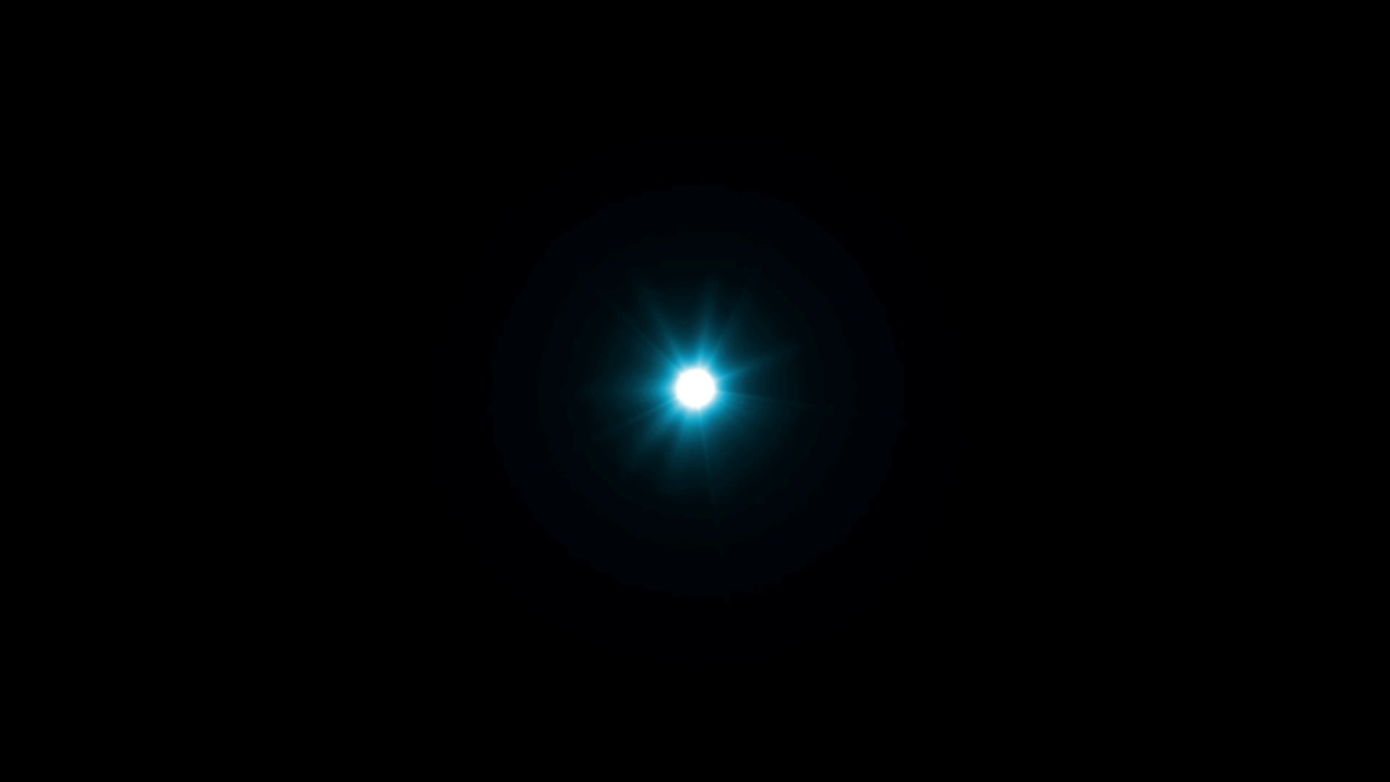 现实的蓝光镜头耀斑隔离在黑色背景。视频素材
