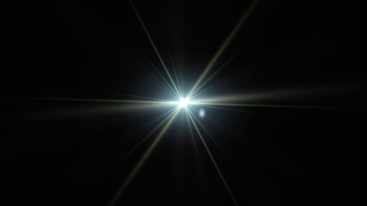 摘要循环中心淡绿星光学镜头耀斑旋转动画背景。4K无缝回路动态动能明亮星光射线效果。星光条纹。视频下载