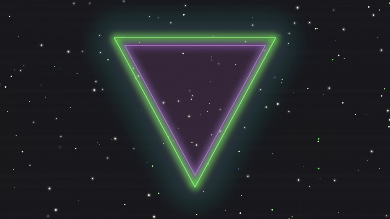 霓虹绿色和紫色的三角形与星系中的恒星视频下载