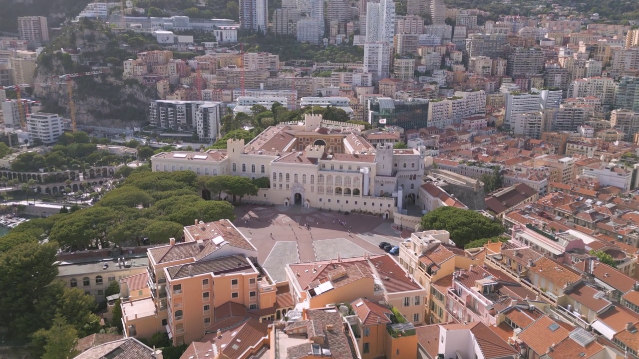 摩纳哥王宫鸟瞰图(Palais princier de Monaco)视频下载