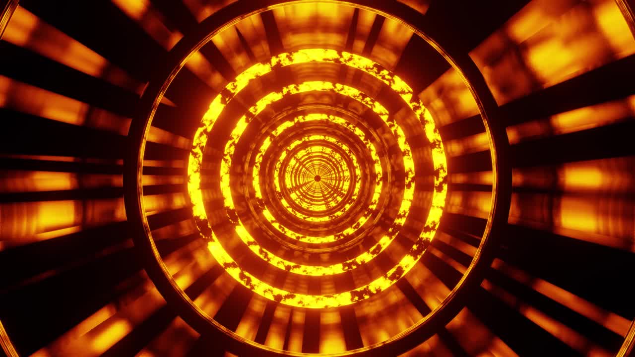 金黄色的VJ环的圆环隧道背景视频素材