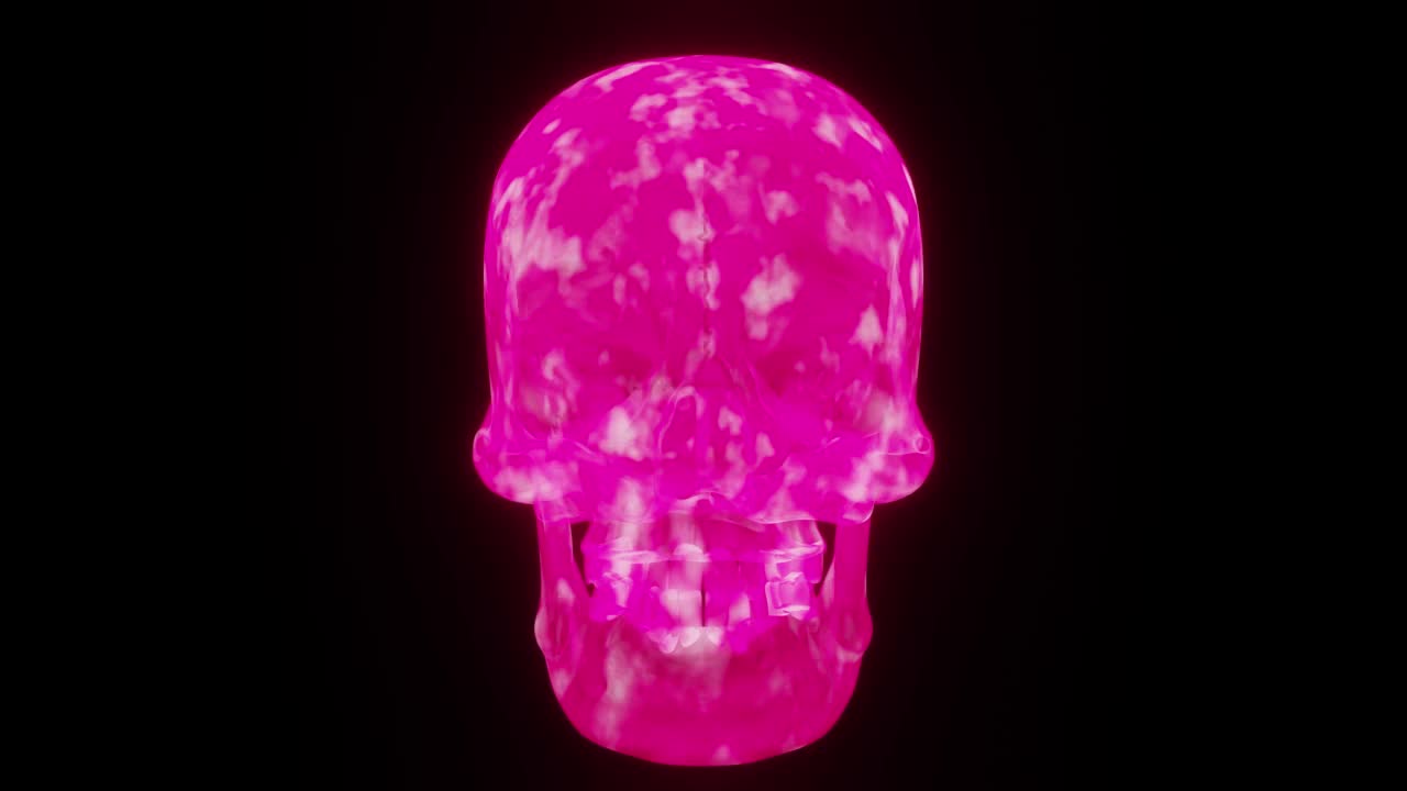 紫色粉色头骨，霓虹灯脑背景视频素材