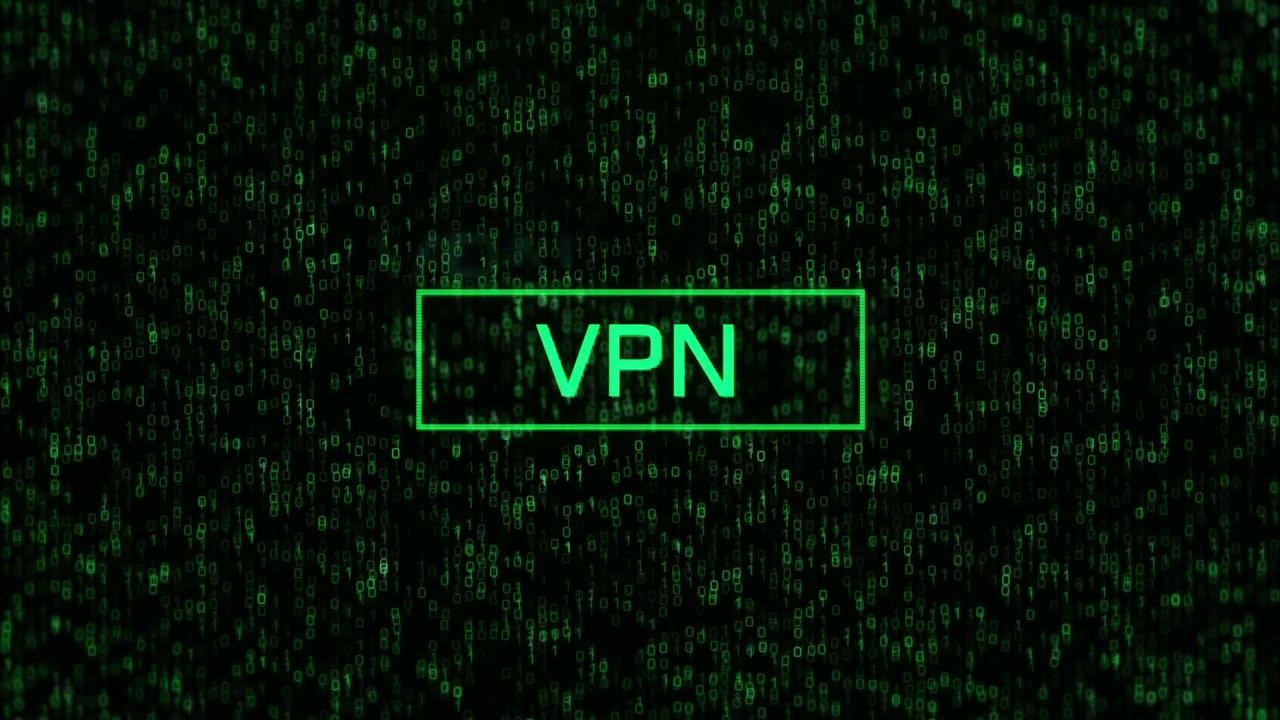 基于计算机二进制背景的VPN概念。基于二进制代码和矩阵背景的VPN概念文本视频下载