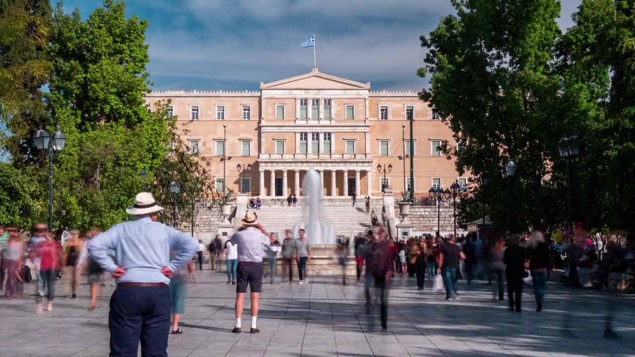 雅典宪法广场的时间流逝视频素材