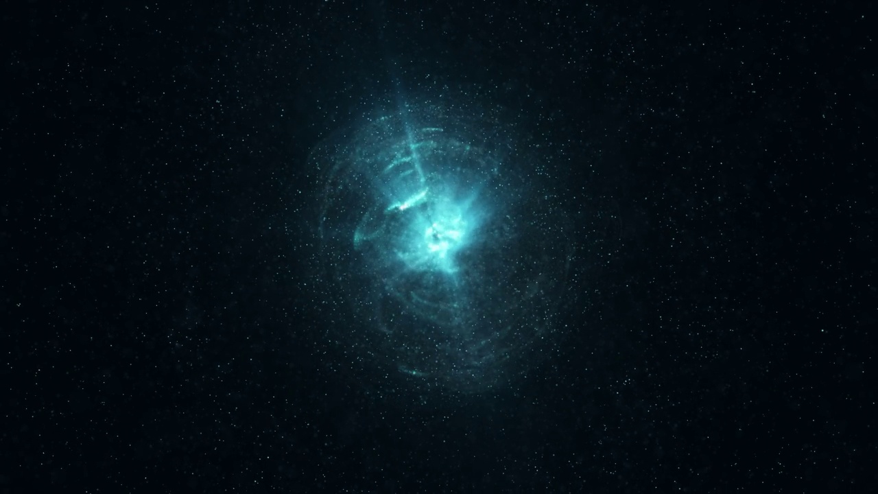 能量或等离子球数字分子核空间蓝色水背景视频素材
