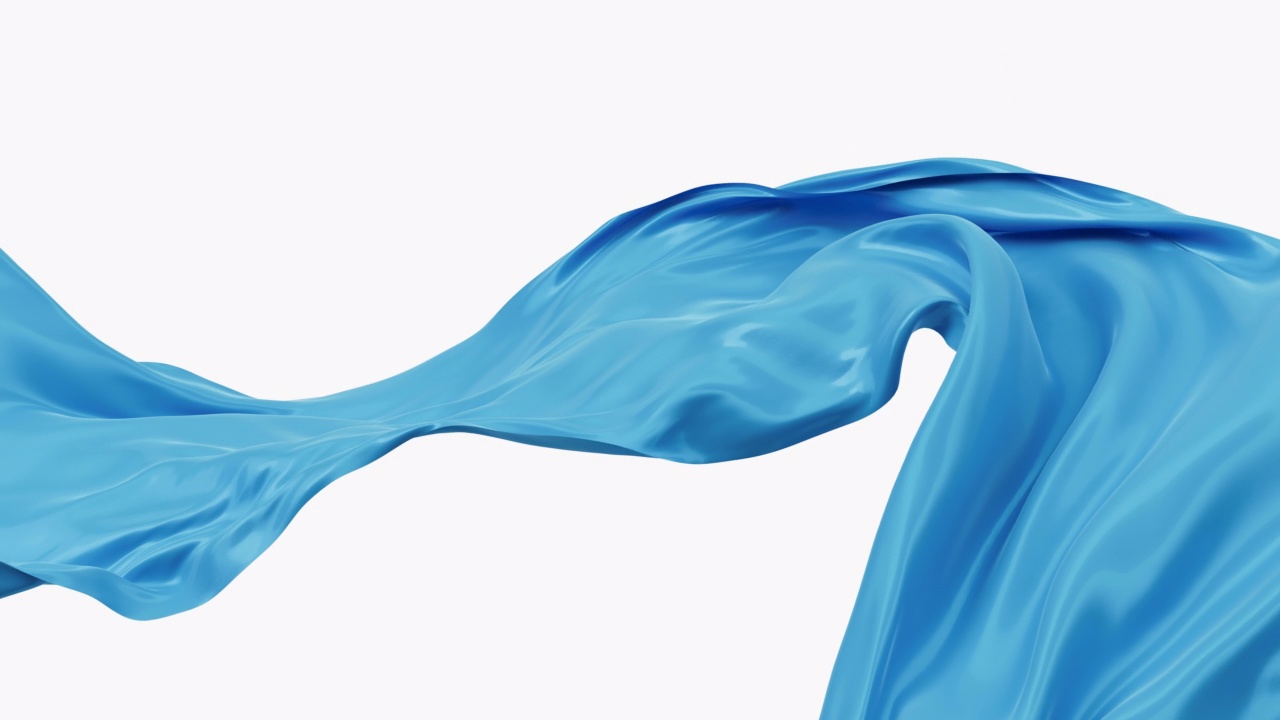 流动的蓝色波布与阿尔法通道，3d渲染。视频下载