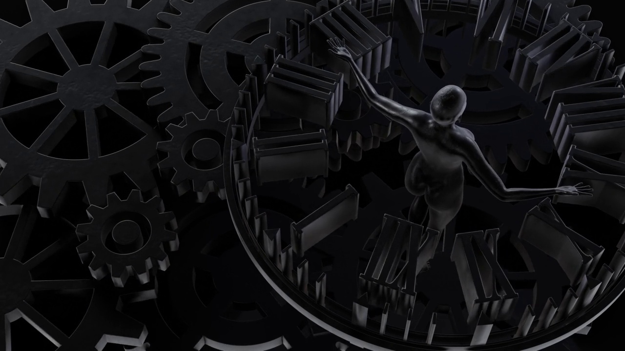 黑色古时钟动画时间循环为人类-斯托克视频视频素材