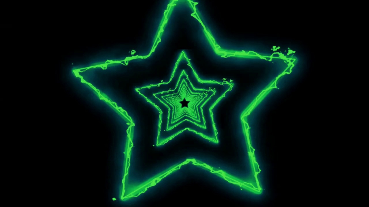 动画绿色光星形孤立在黑色背景上。视频下载