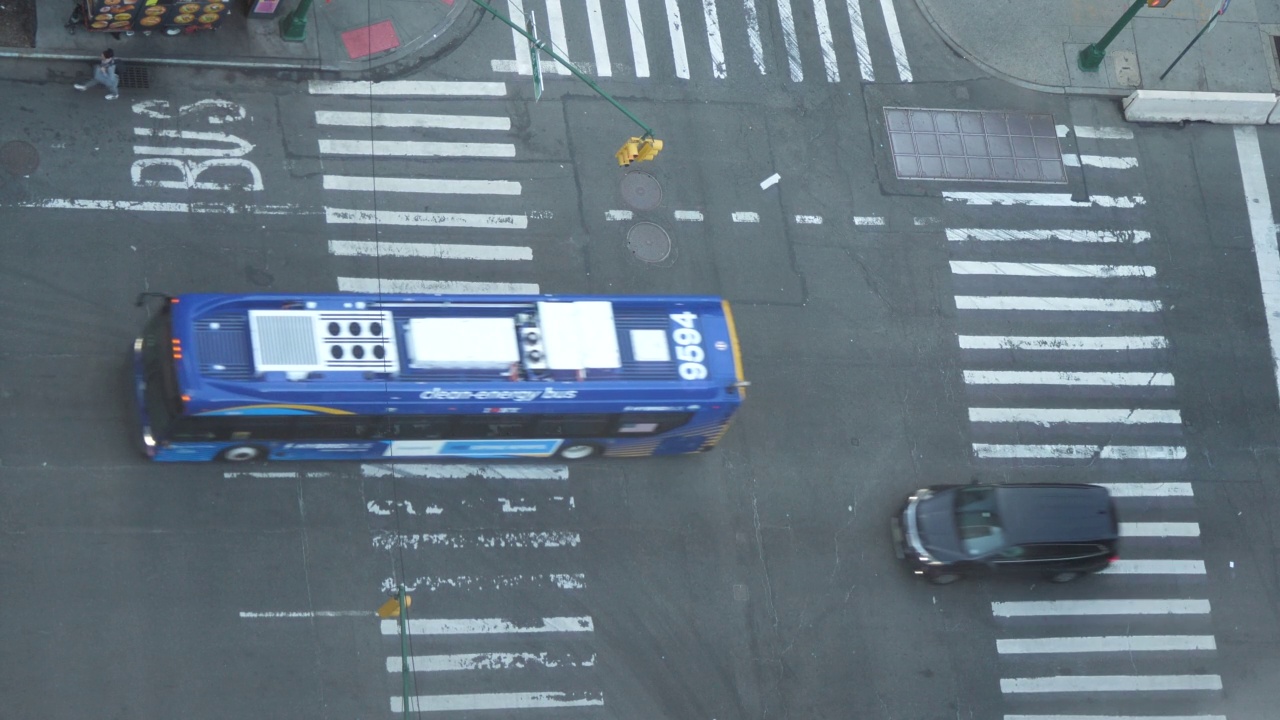 俯视图的汽车和交通在纽约，纽约视频下载