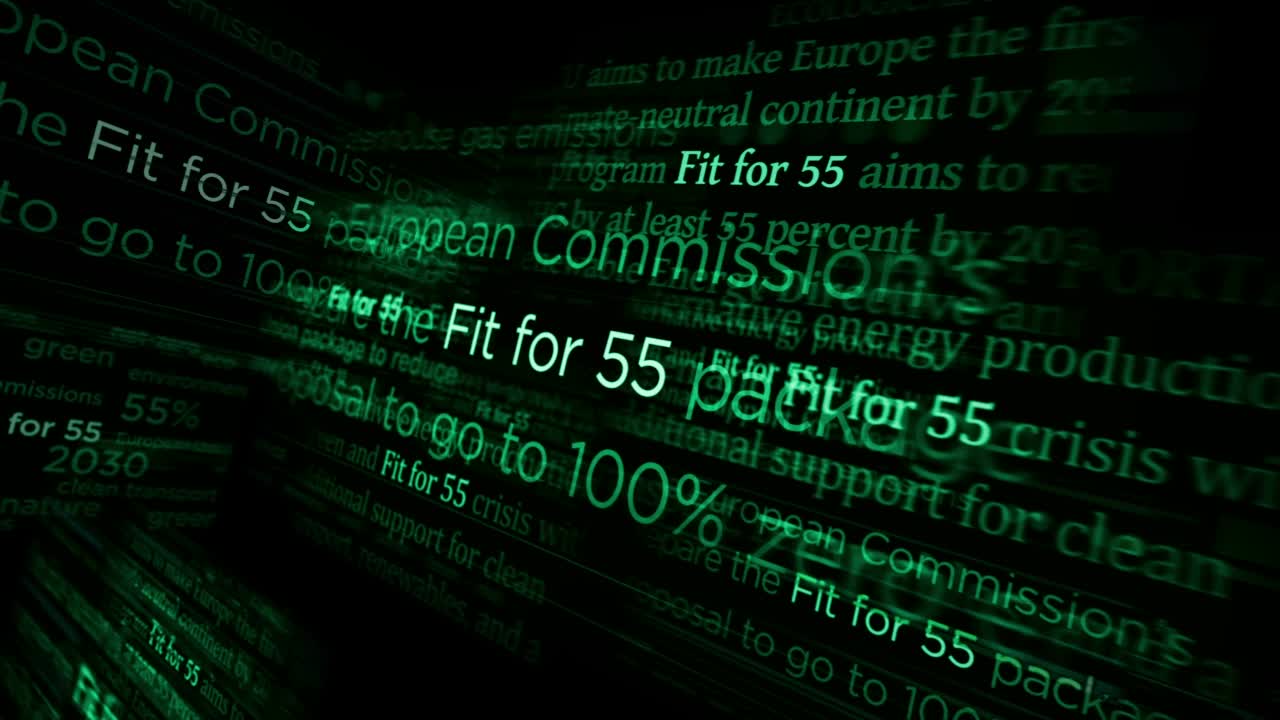 头条新闻标题媒体与Fit for 55欧洲绿色协议无缝循环视频素材