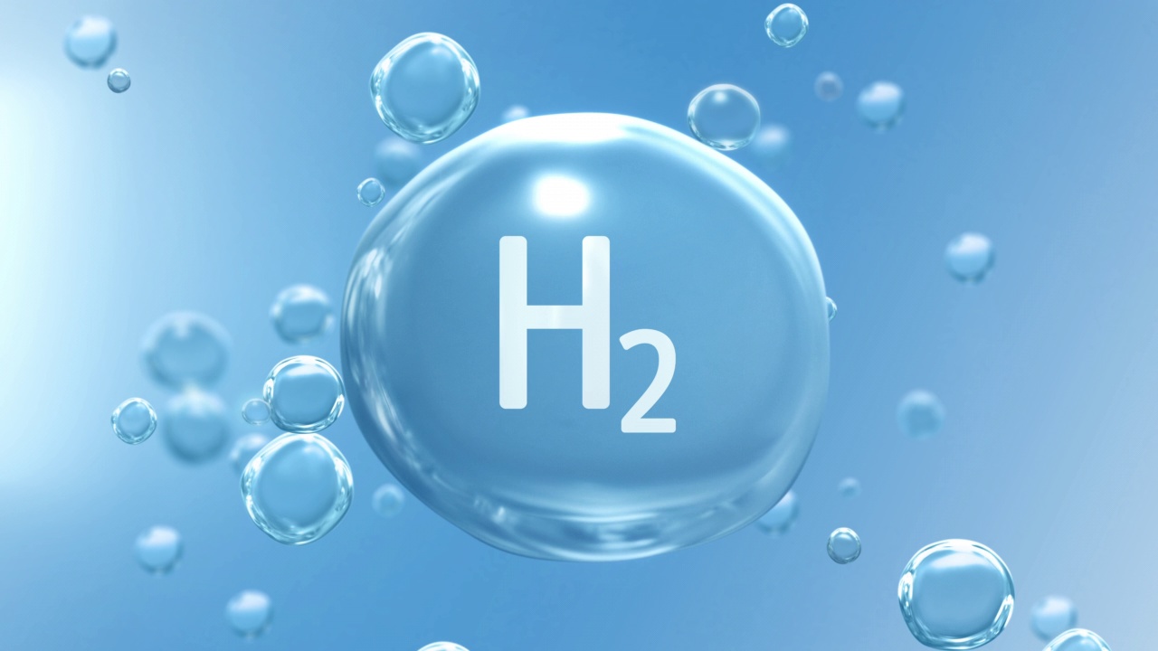 “H2”氢标题水气泡信息图背景环水分子视频素材