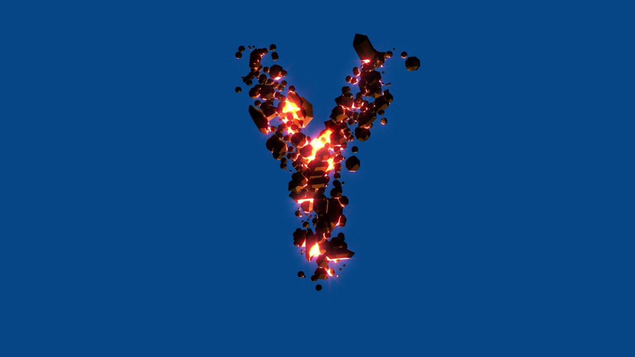 热火石-火山字体-字母Y上的色度键屏幕，隔离-循环视频视频下载
