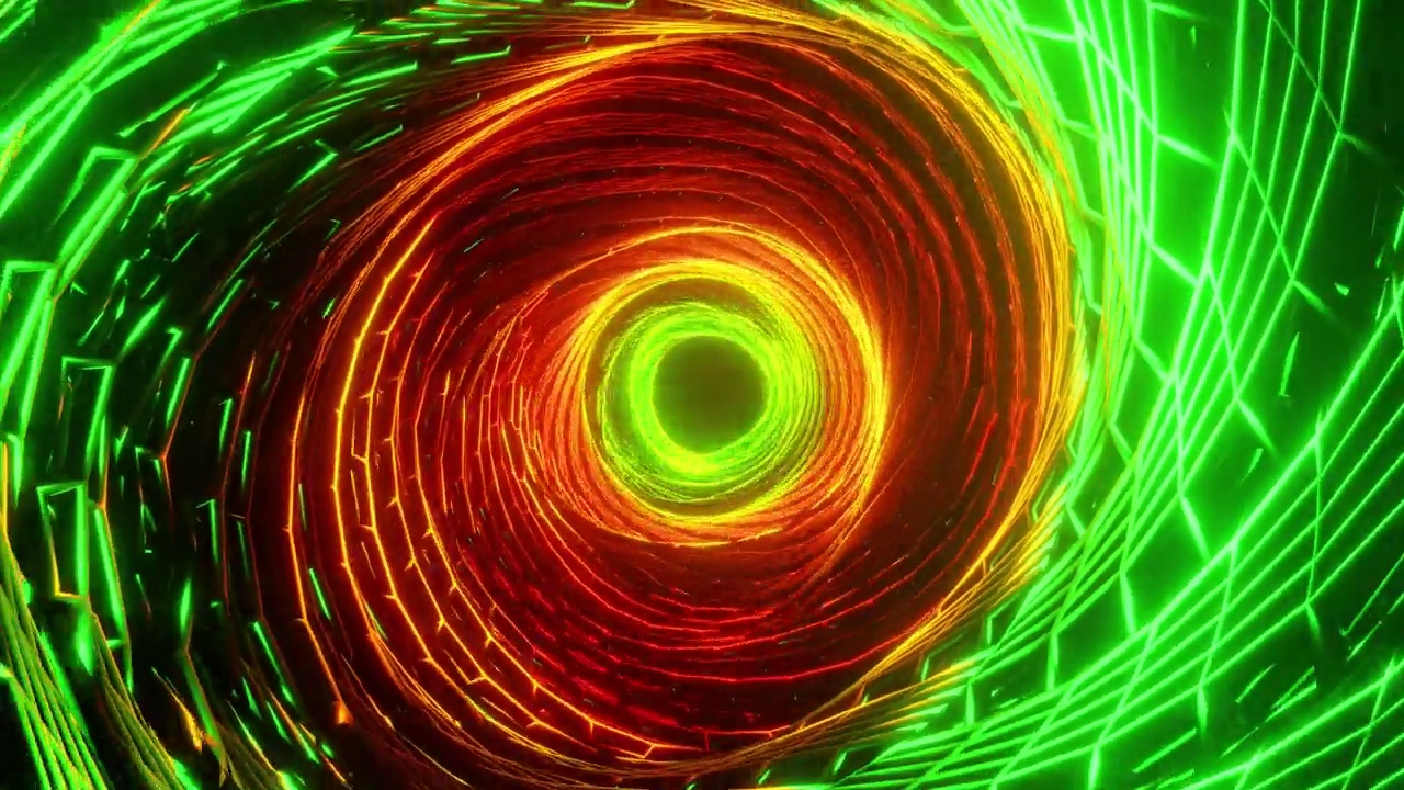 空间隧道进入绿色的超世界VJ循环背景视频素材