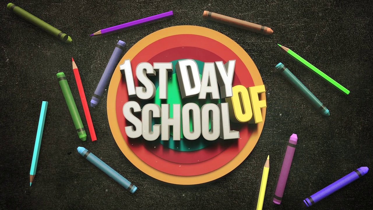 在学校的第一天用彩色的铅笔和钢笔视频素材