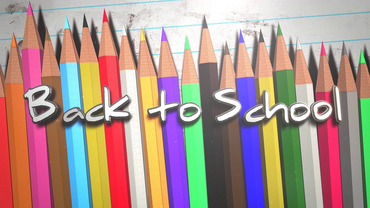 带着彩色铅笔回到学校视频素材