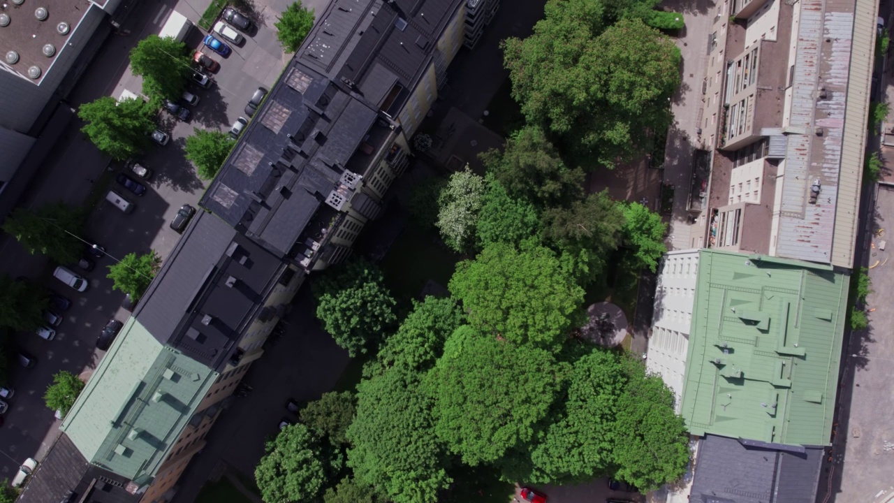 芬兰赫尔辛基市中心的街道鸟瞰图视频素材