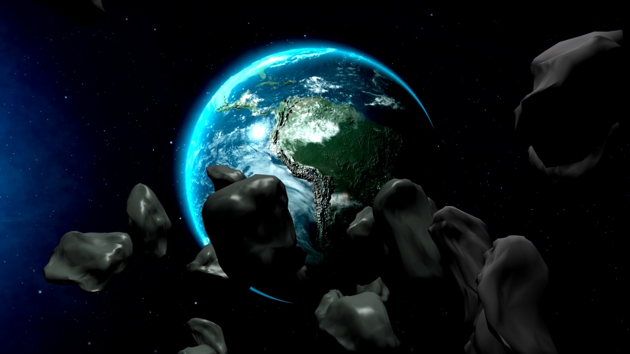 从宇宙中接近地球的小行星视频素材