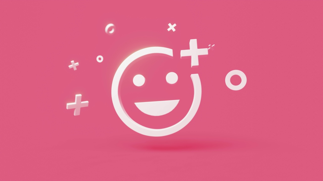 微笑3d图标在一个简单的粉红色背景4k无缝动画循环视频下载