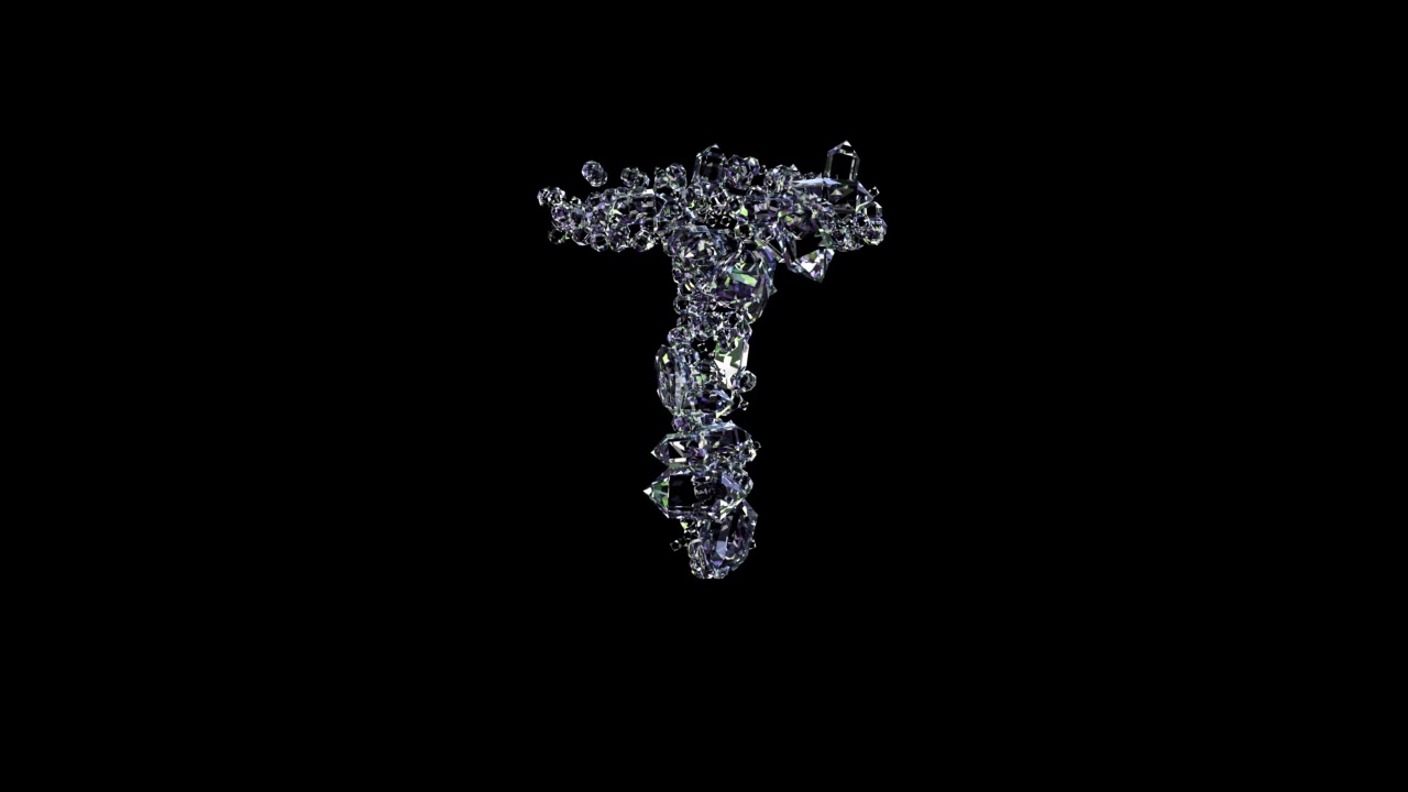 动画字母T -透明钻石珠宝字体，孤立循环视频视频下载