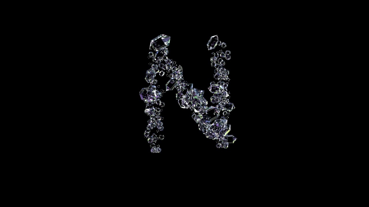 动画字母N -透明钻石珠宝字母表，孤立循环视频视频下载