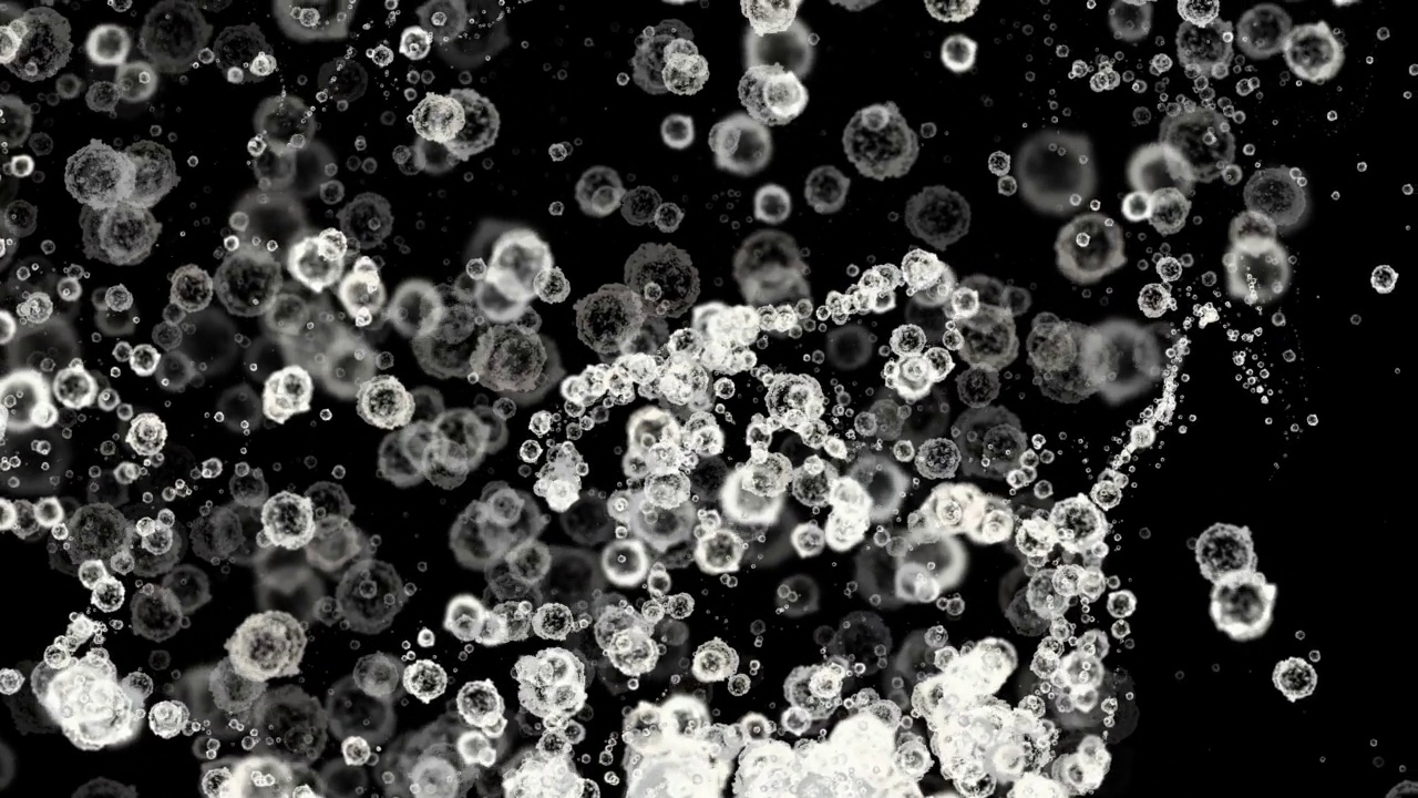 抽象流体有机看细胞，尘埃颗粒移动。景深，4k运动图像。视频素材