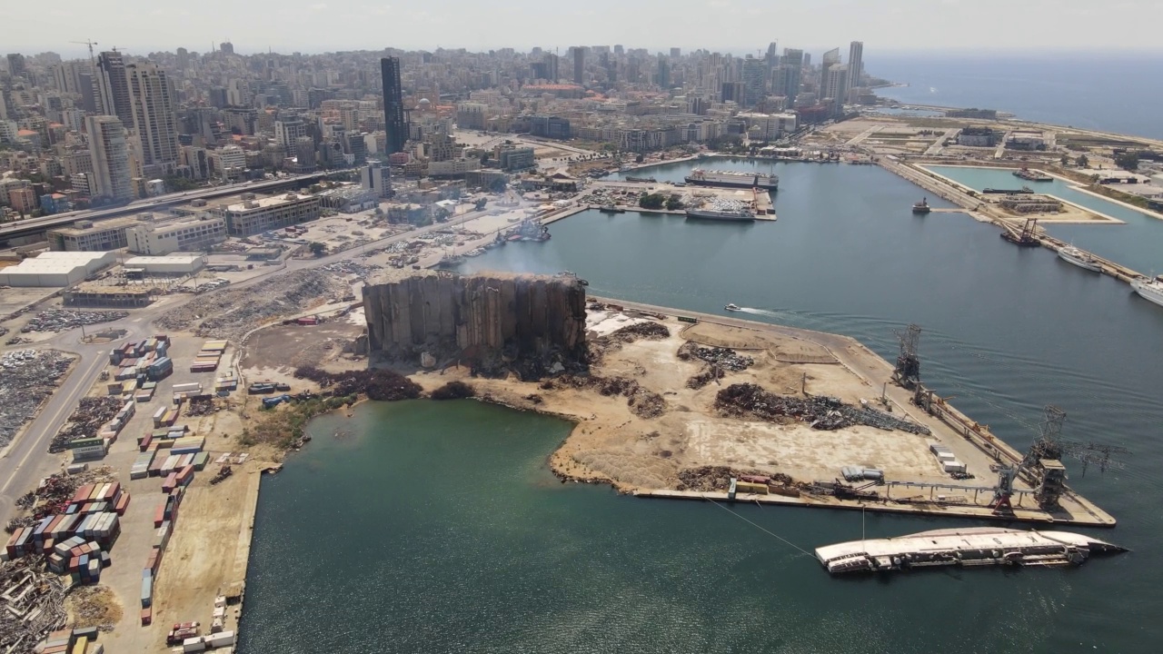 贝鲁特港口爆炸爆炸现场- 2022年8月视频下载