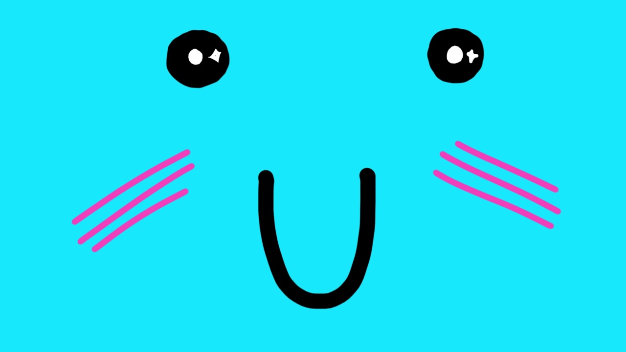 动画可爱的眨脸在一个蓝色的屏幕。视频素材