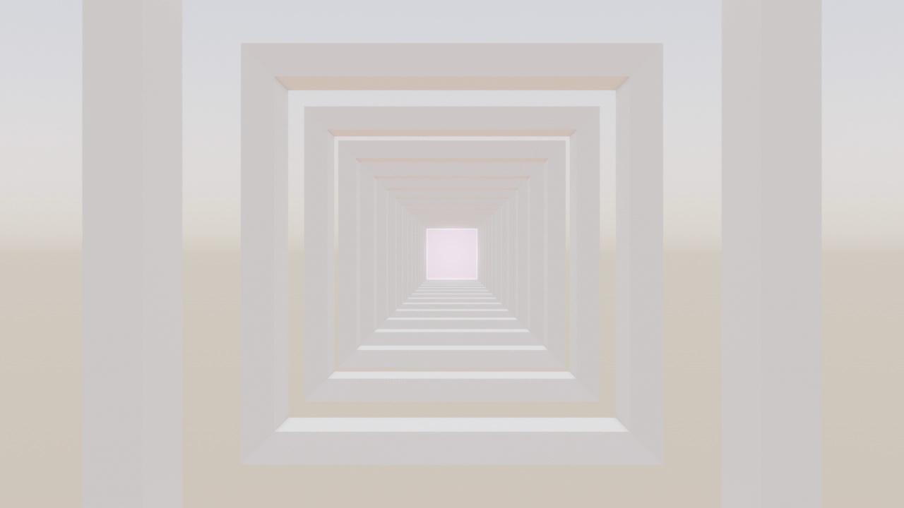 未来的白色方形隧道与明亮的灯光3d渲染动画视频素材