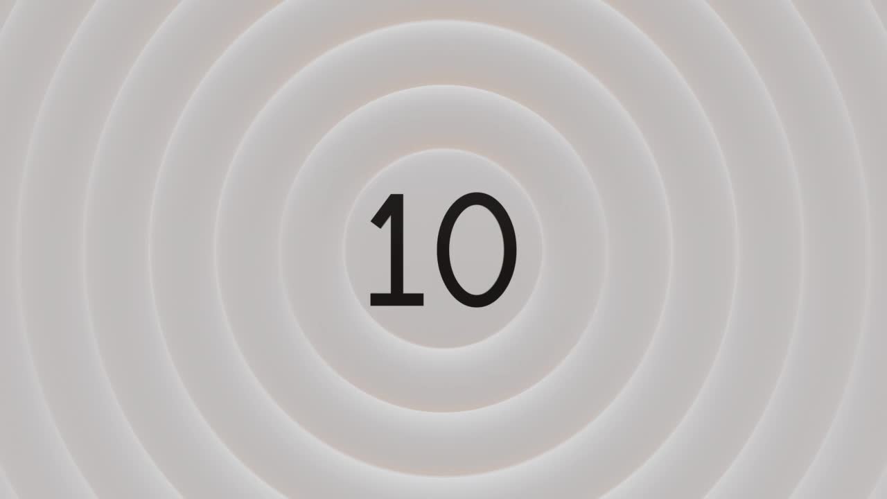 10秒倒计时计时器在白色背景与旋转的圆圈视频素材