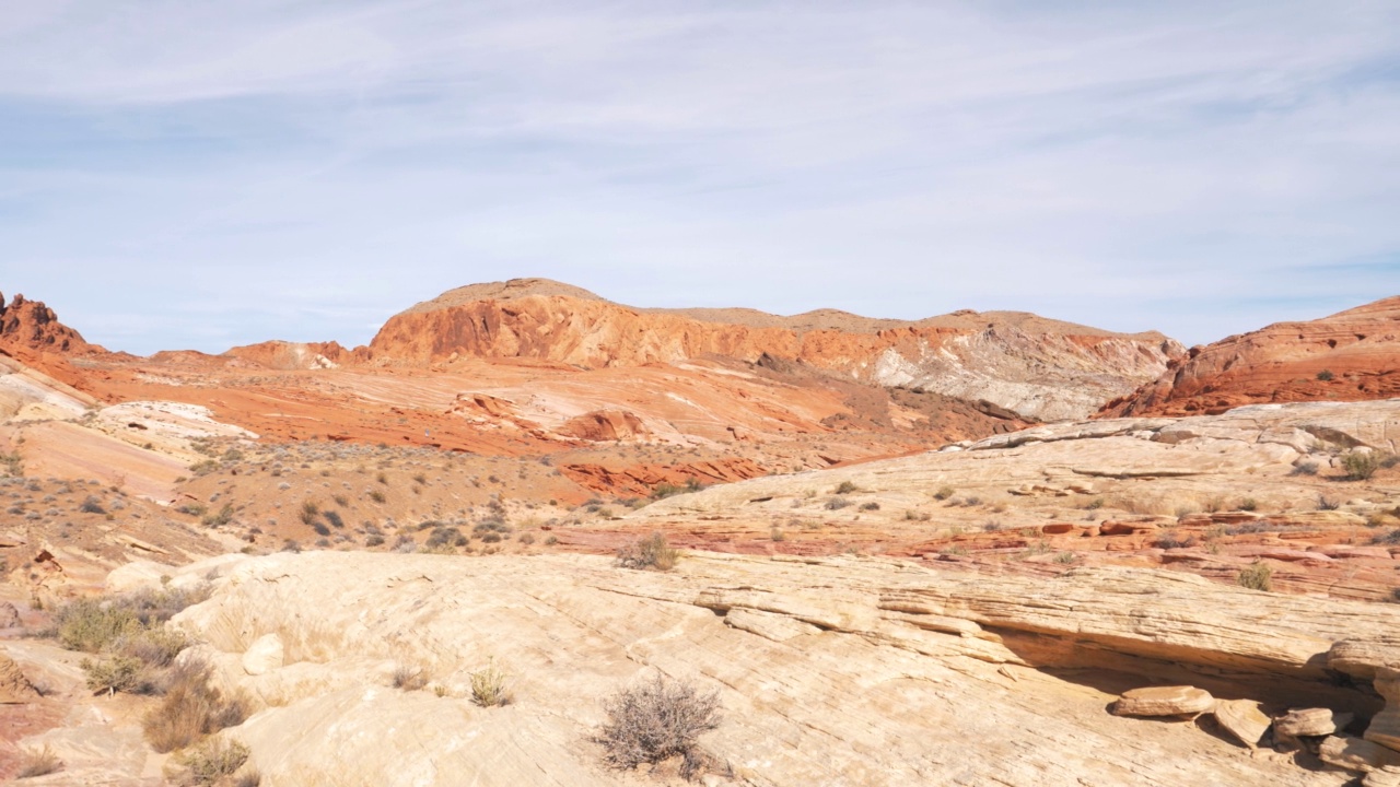 彩色波浪状岩石的全景图视频素材